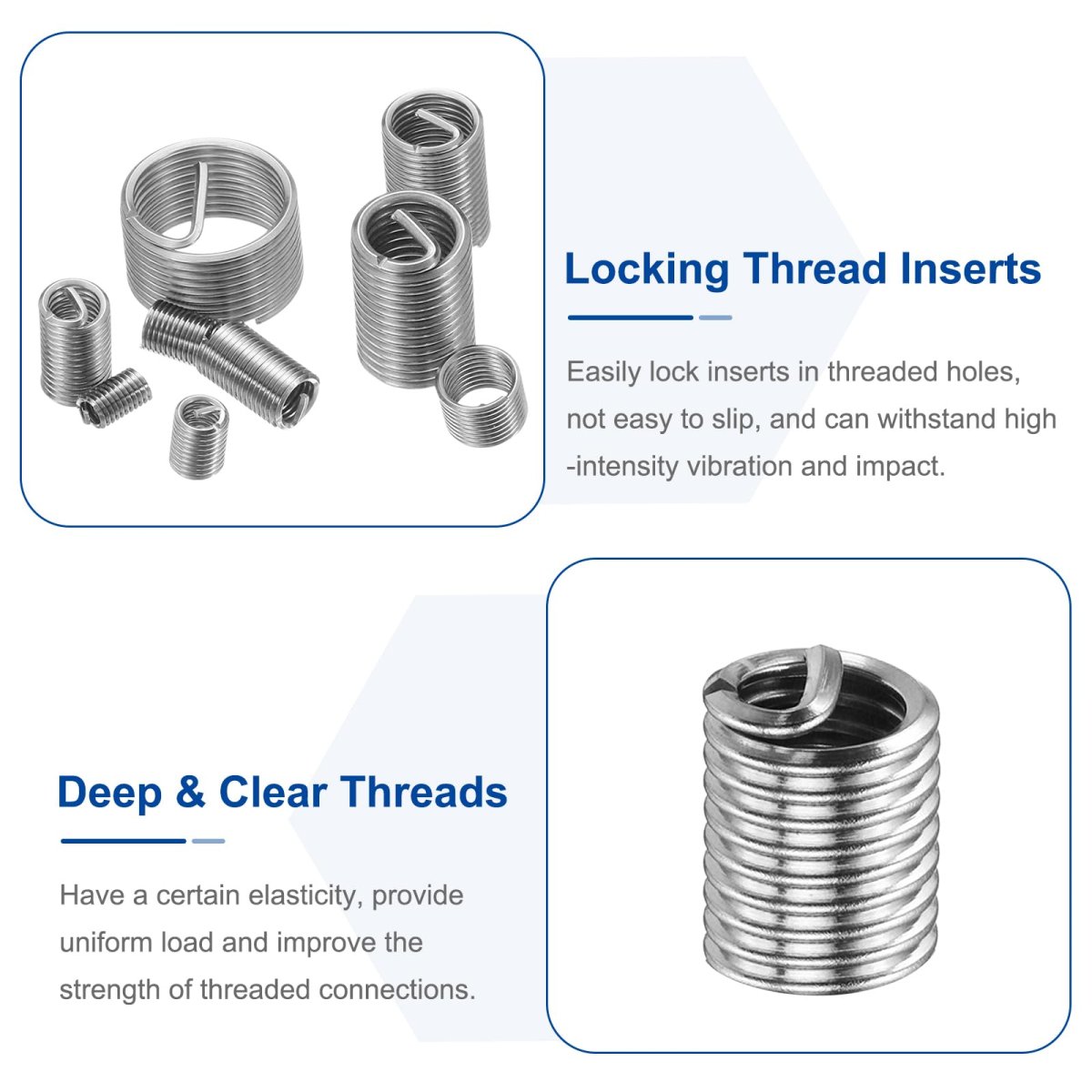 50pcs Wire Thread Inserts 1 4-20 Unc 2d 2 304 Stainless Steel Helical Type Coiled Repair Kit Screw Threaded Sleeve Sheath For