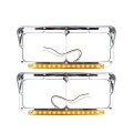 High Soar 2x Headlight Bezel With 12 Led Light Chrome Driver Passenger Side Lh Rh Replacement For 4x6 Kenworth T400 T600 T800 
