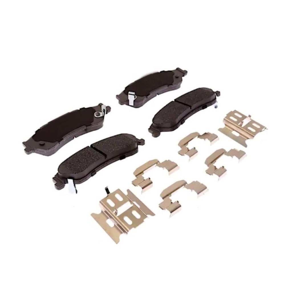 Rear Disc Brake Pad Set For Gmc Jimmy 1997 To 2005 Ceramic Friction Composition Bonded Slotted Steel Backing With Clips