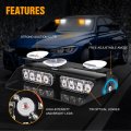 Xridonsen 2 In 1 Emergency Dash Strobe Lights Interior Windshield Deck Split Amber White Warning Safety Flashing W Suction Cups