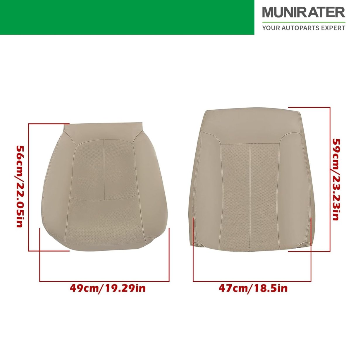 Seat Cover Tan Driver Bottom Top Leather Replacement For F150 Pickup 4-door 2009-2014