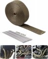 Alioncar 2 X 50 Twill Weave Motorcycle Atv Titanium Exhaust Heat Shield Wrap With 11 8 Locking Ties Pack Of 16 -twill 