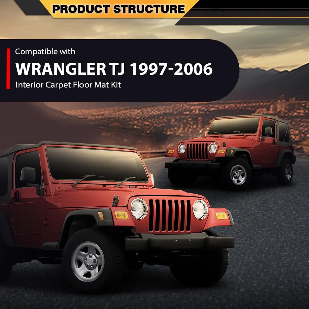 Tpe Floor Mats For Jeep Wrangler Tj 1997-2006 Truck Accessories Cargo Liners All Weather Protection 6pcs Alfombras Para Carro