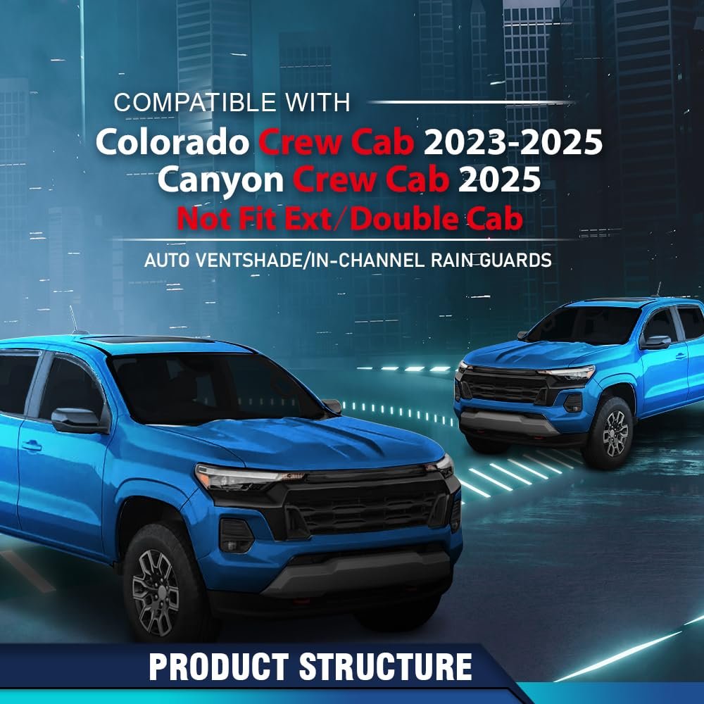 In-channel Window Rain Guards For Chevy Colorado Crew Cab 2023 2024 2025 Fit Gmc Canyon Not Ext Double Deflectors Vent Visors