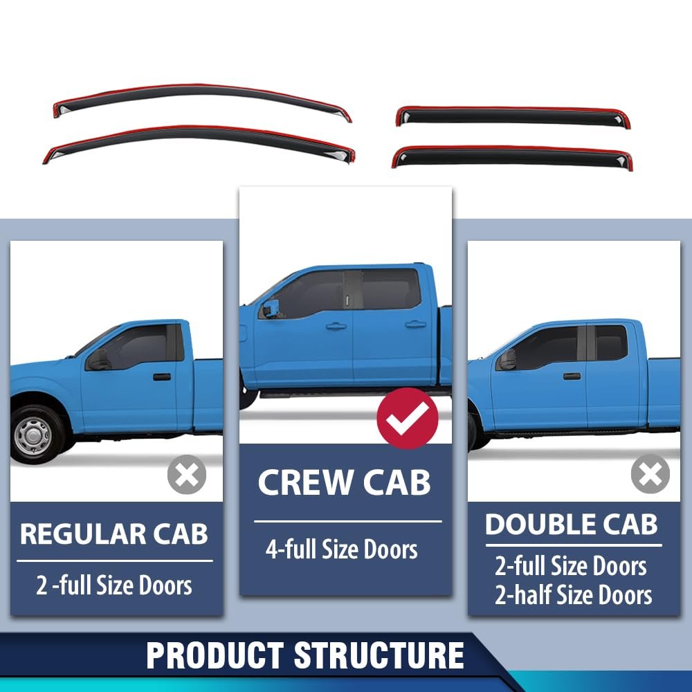 In-channel Window Rain Guards For Chevy Colorado Crew Cab 2023 2024 2025 Fit Gmc Canyon Not Ext Double Deflectors Vent Visors