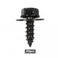 G-plus Splash Shield Firewall Screws- M6 3 X 20mm Long- 10mm Hex- 20 Pcs Screws Compatible With Most Models Black Iron