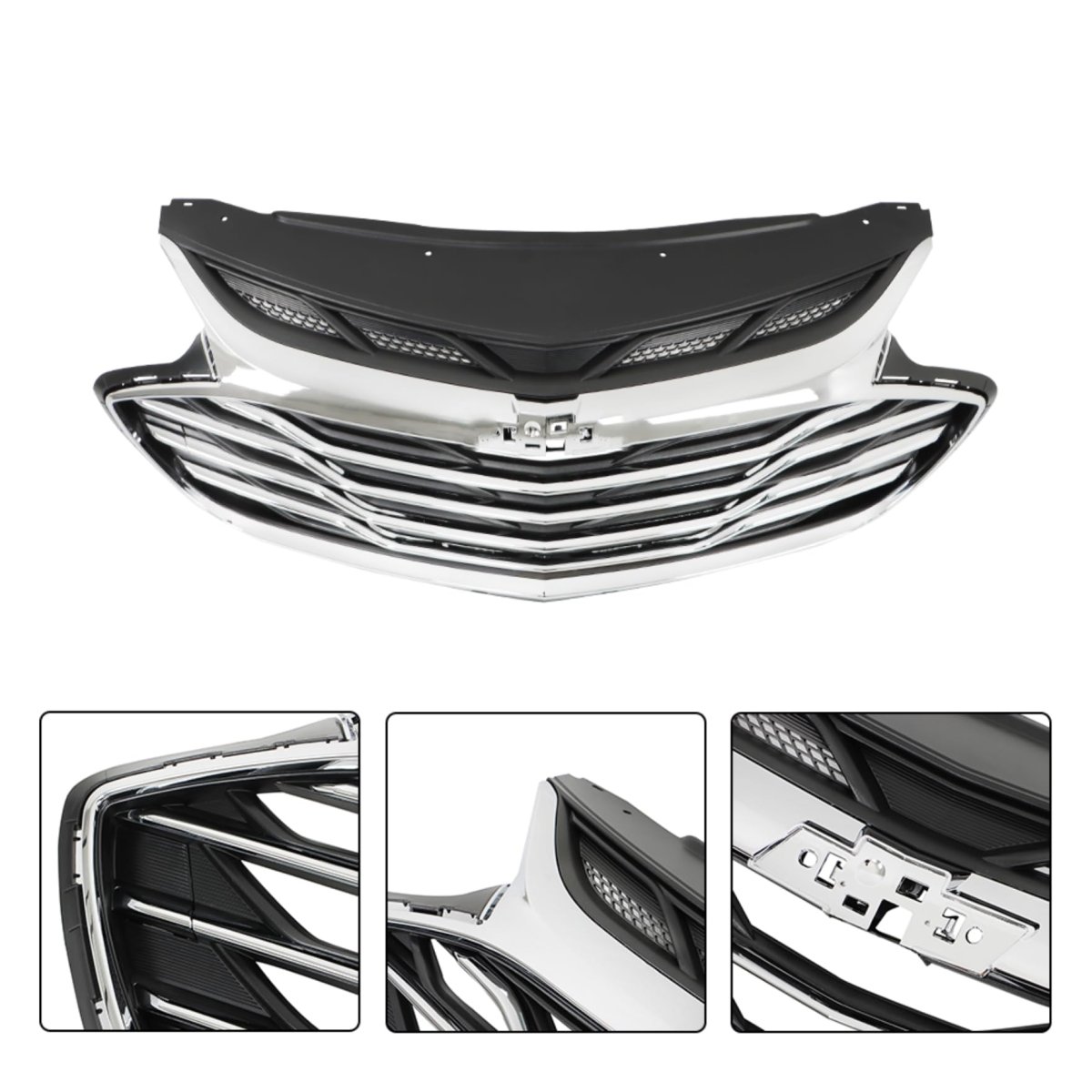 Black Chrome Front Bumper Upper Grille Grill Trim Replacement For 2019 2020 Cruze 42679306