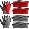 Chuarry 60 Pairs Safety Work Gloves Rubber Coated Knit Nylon Working Bulk For Men Women Gardening 2 Colors 9 1 Gray Black Red 