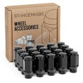 20pcs Black Bulge Lug Nuts 1 2x20 Threads 75 Inch Length Et Style Extended Cone Conical Taper Seat Shank Closed End For 5lug