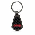 Ipick Image Compatible With Jeep In Red Real Black Carbon Fiber Gunmetal Metal Teardrop Key Chain