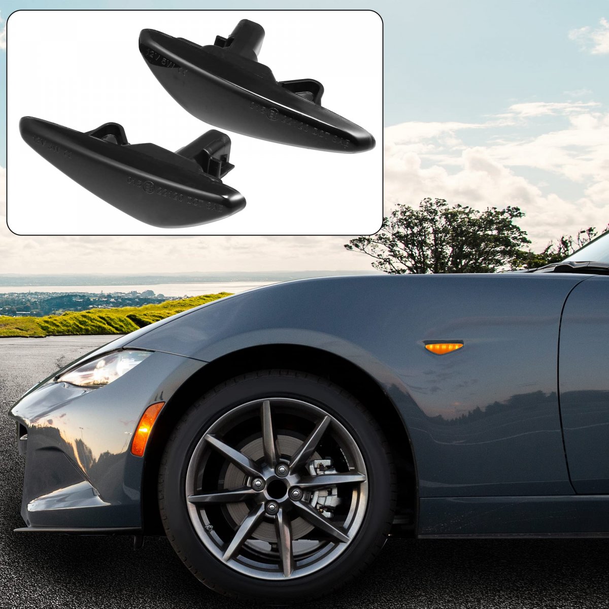 X Autohaux 2pcs Car Markers Accessories Sequential Side Marker Lights Turn Signal Light Assembly For Mazda Mx-5 2016-2021 Rx-8