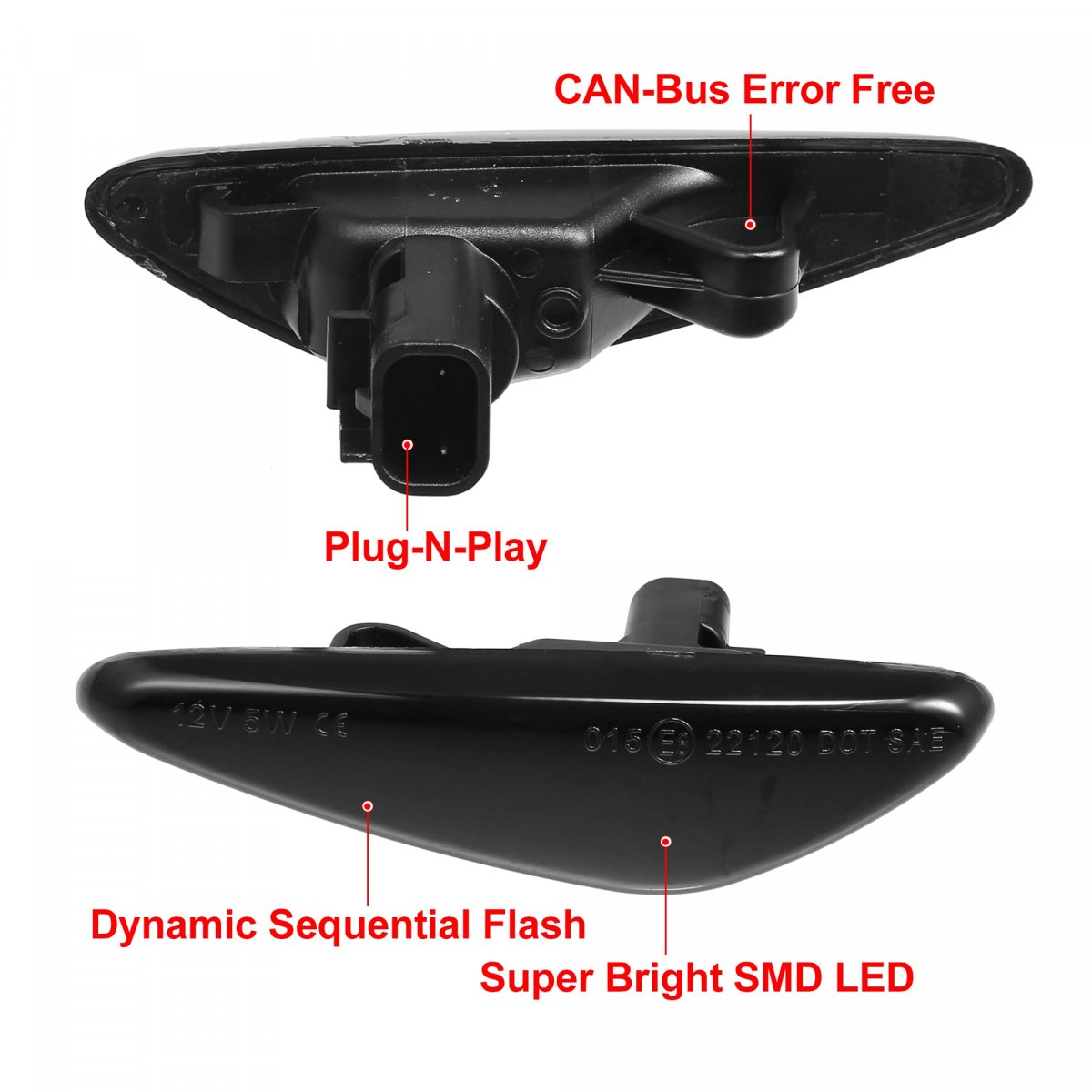 X Autohaux 2pcs Car Markers Accessories Sequential Side Marker Lights Turn Signal Light Assembly For Mazda Mx-5 2016-2021 Rx-8