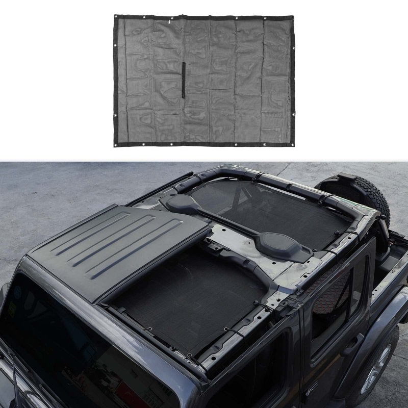 Cherocar For Jeep Jl Mesh Sunshade Shade Top Cover Provides Uv Sun Protection 2018-2023 Wrangler 4 Door