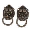 50mmx27mm Cupboard Wooden Drawer Cabinet Lion Head Copper Ring Pull Handle 10pcs 
