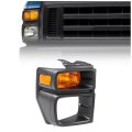 Hecasa Right Headlight Bezel W Turn Signal Light For 2008-2019 Ford E150 E250 E350 Super Duty Headlamp Cover Door Trim Yellow 
