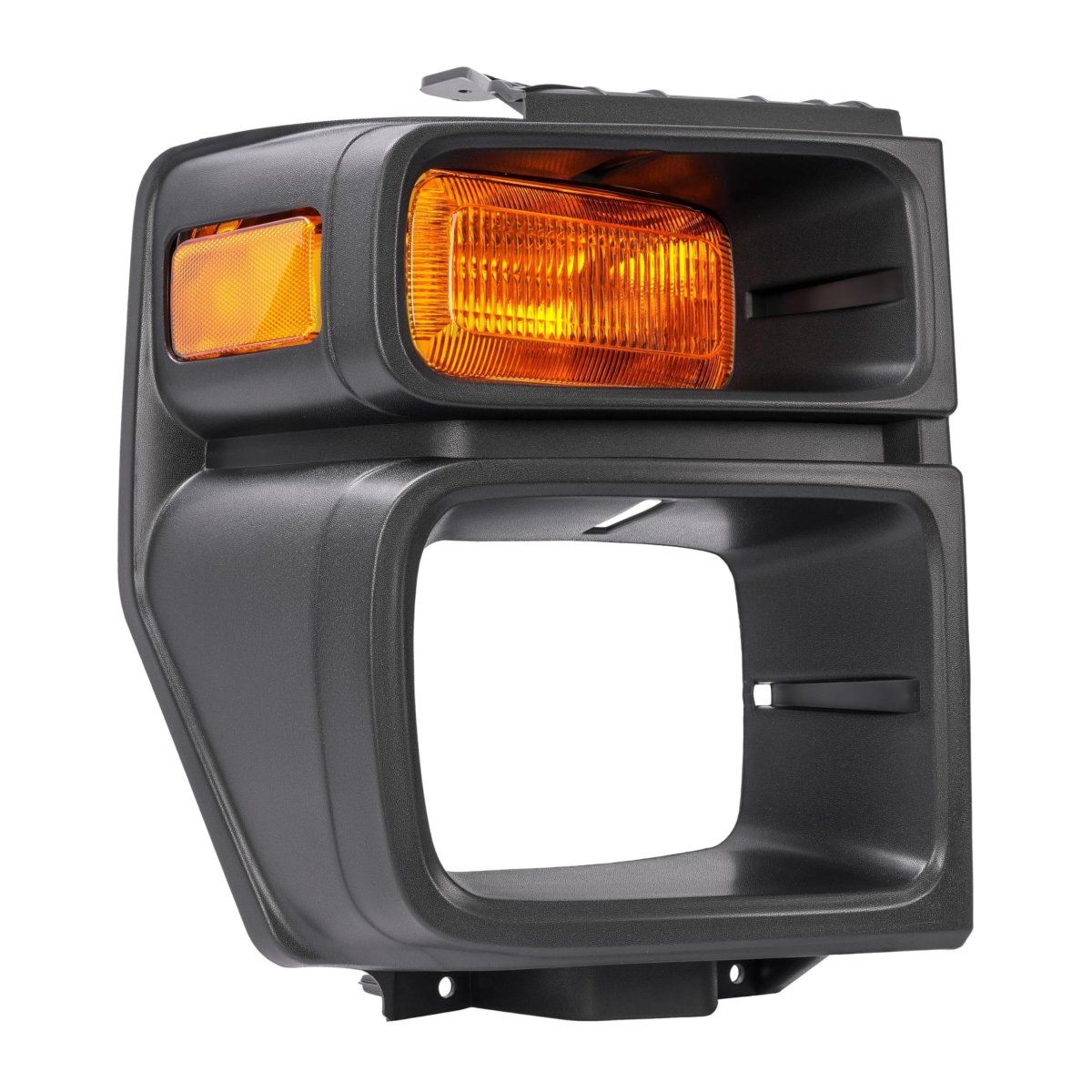 Hecasa Right Headlight Bezel W Turn Signal Light For 2008-2019 Ford E150 E250 E350 Super Duty Headlamp Cover Door Trim Yellow