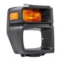 Hecasa Right Headlight Bezel W Turn Signal Light For 2008-2019 Ford E150 E250 E350 Super Duty Headlamp Cover Door Trim Yellow