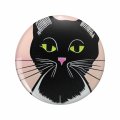 Black Cat Double Sided Stainless Steel Keychain With 3d Resin Design Round Animal Pet Accessory For Keys Backpack And Luggage 1 