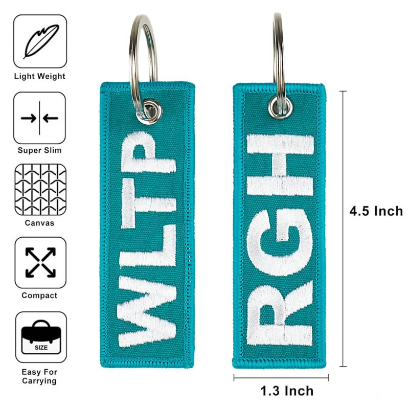 Motorcycle Keychain Jet Tag Flight Key Ring For Car And Bike Blue Fabric Holder With Split 4 5 In X 1 3