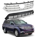 Front Bumper Upper And Lower Grille Assembly Silver Black Replacement For 2011-2013 Highlander To1200346 To1036130 