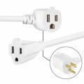 Maximm Cable 2 Pack 3 Feet Angled Indoor Extension Cord Wire Outlet Piggyback White Ul Listed 