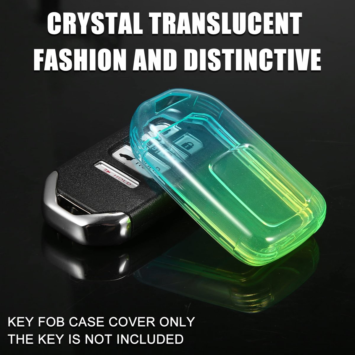 1 Pcs Key Fob Remote Control Cover Case Full Protection Tpu Shell For Honda Accord Green And Cyan Gradient