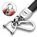 Hemi Logo In White Real Black Carbon Fiber Loop-strap Chrome Hook Key Chain