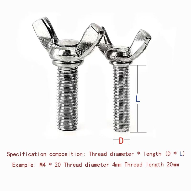 M6-1 0 X 60mm 304 Stainless Steel Wing Butterfly Screws Bolts Wing Bolt Machine Fastener Thumb Hand For Electronic Equipment 6