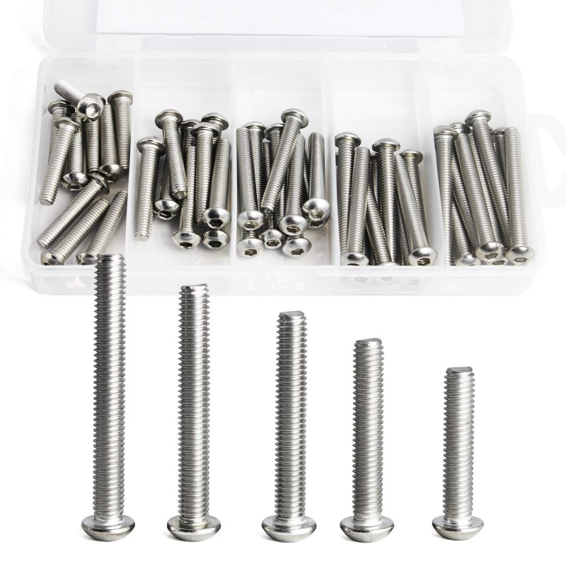 M6 Button Head Socket Cap Screws Bolts 304 Stainless Steel Metric Allen Hex Drive Fully Threaded 50 Pieces 30mm 35mm 40mm 45mm