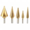 Waltyotur Titanium Step Drill Bit Set With Automatic Center Punch 1 8 To 1-3 Inch For Diyers 50 Sizes 6 Pieces