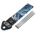 1 Set Car Tow Strap Ancient Japanese Element Trailer Belt With Sea Waves Pattern Rope Hook For Blue Cars 