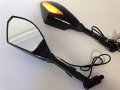 Httmt Mt242- Gloss Black Motorcycle Integrated Led Turn Signals Side Mirrors Compatible With Street Bike Yamah Suzuk Kawasak