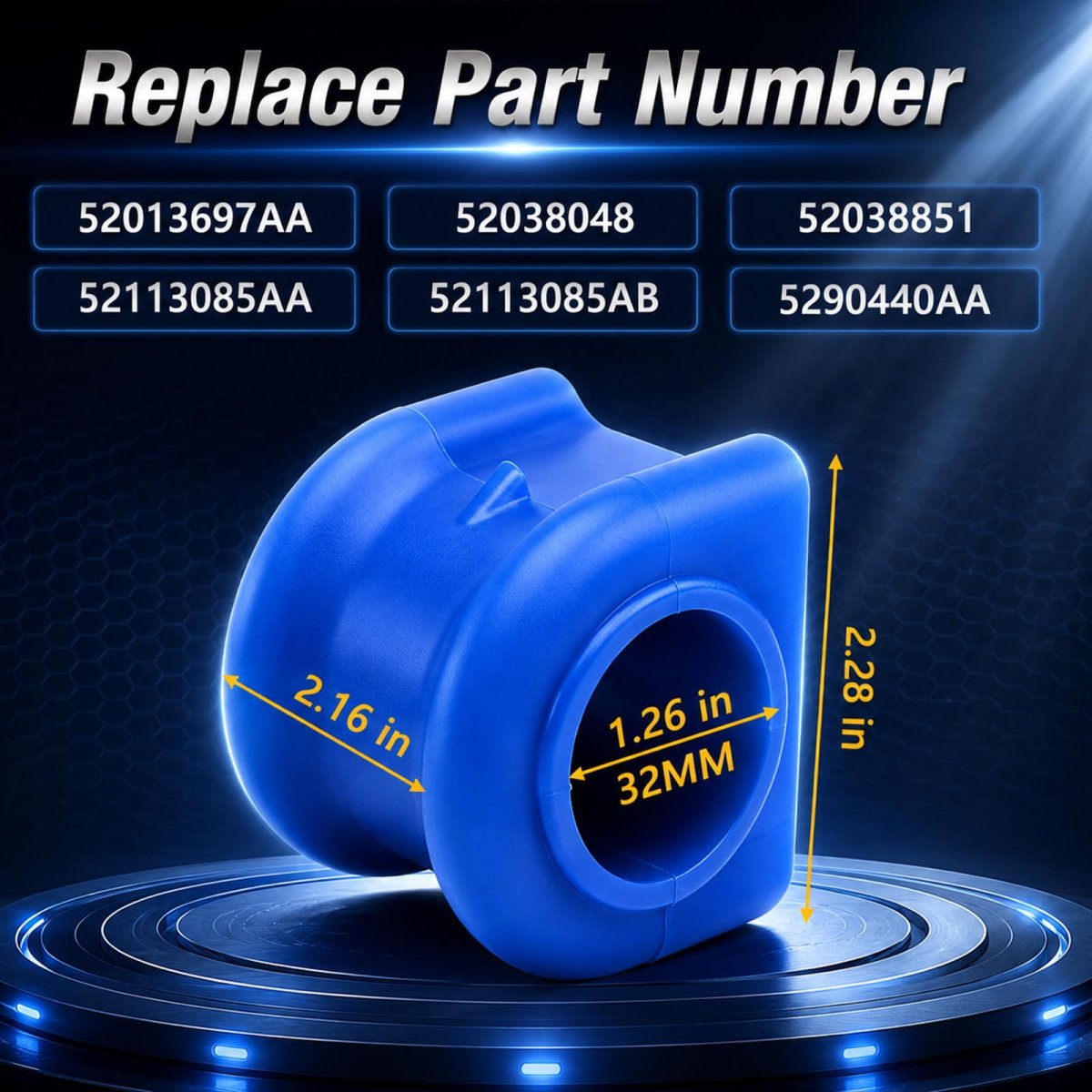 2pcs 32 Mm Suspension Sway Bar Bushings For Ram 1500 2500 3500 Dakota Replace 52013697aa 52038048 52038851 Fusbk7353
