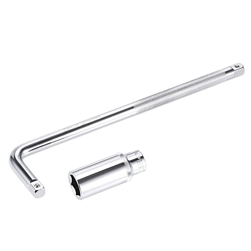 Socket Accessory Set Of 2 Pcs 18mm 6-point Deep 10 L-shape Extension Handle With 3 8 Drive