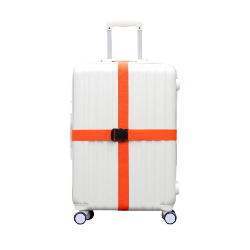 Travel Accessory Luggage Tag Pocket Buckle Strap Suitcase Belt Orange 2m Girth