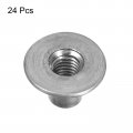 Uxcell M8 T-nuts 24pcs Carbon Steel Tee Nuts Round Base Weld 12mm Height Through Hole Flange Insert Female Thread Plate
