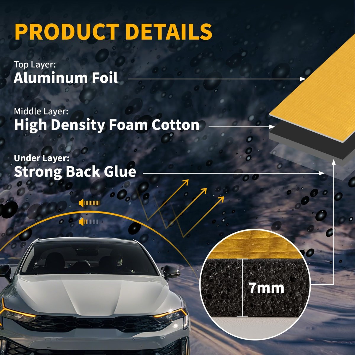 276mil 7mm 16 14sqft Sound Deadener Mat Aluminum Foil Heat Shield Material Self Adhesive For Hood Boat Engine Cover 118 11 X19