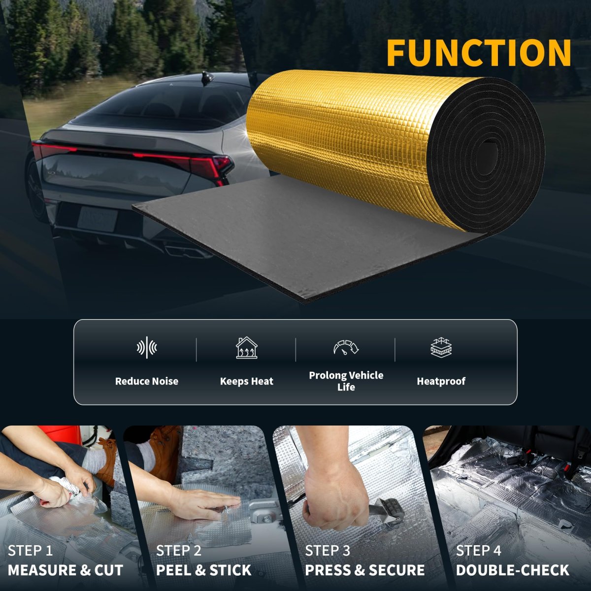 276mil 7mm 16 14sqft Sound Deadener Mat Aluminum Foil Heat Shield Material Self Adhesive For Hood Boat Engine Cover 118 11 X19