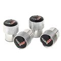 West Coast Corvette C7 Crossed Flags Logo Aluminum Valve Stem Caps Knurled