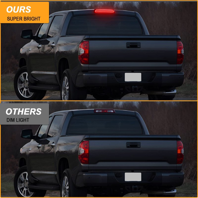 R F Auto F1 Style Strobe Led Third Brake Light Replacement For Tundra 2007-2021 Pickup Trucks White Roof Cargo High Mount Stop