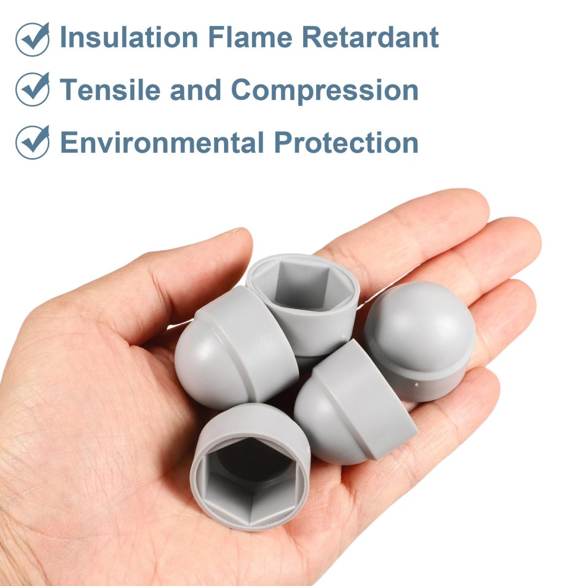Nut Protection Cap 30pcs M16x23x27mm Plastic Hexagonal Screw Dome Acorn Hex Head Bolt Covers Waterproof Decorative Caps Grey