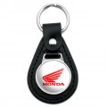 Graphics More Black Leather Honda Powersports Logo Keychain