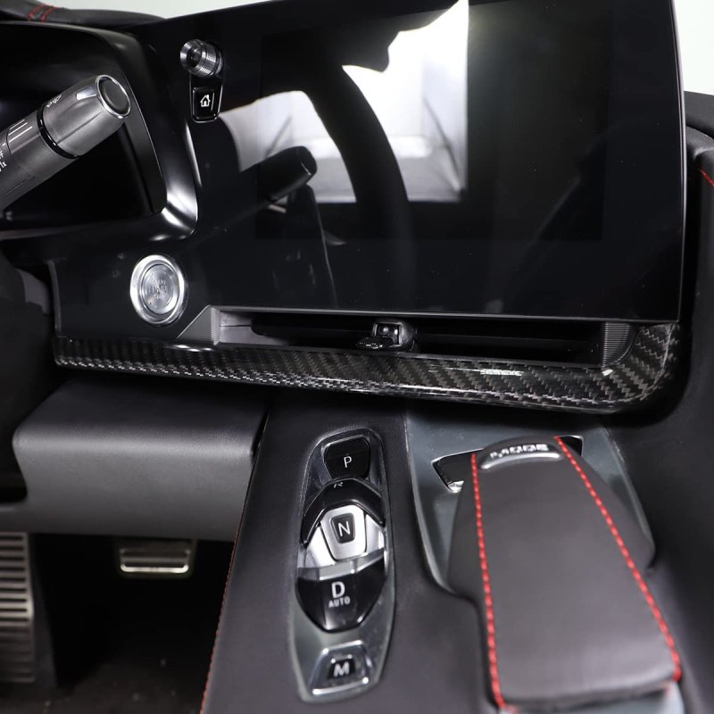 Sekhyna Center Console Trim Strips For Corvette C8 Stingray 2020-2023 Real Carbon Fiber 3pcs Dashboard Panel Cover Black