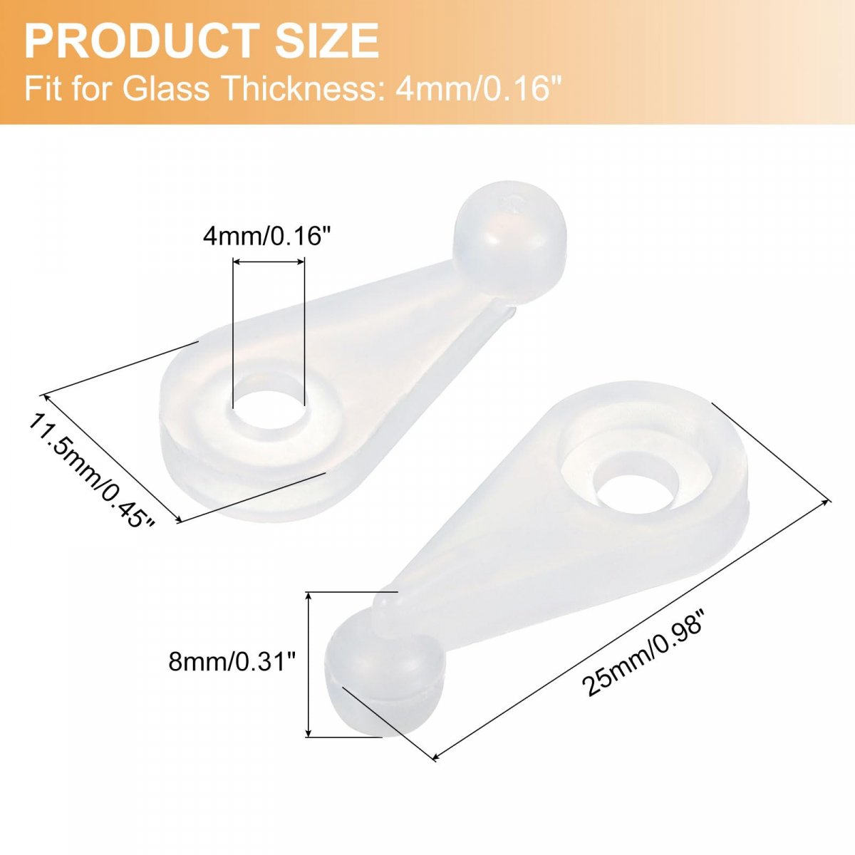 100set Glass Retainer Clips Kit 1 Inch Plastic Cabinet With Screws For Fixing 4mm Thick Doors Mirror Translucent