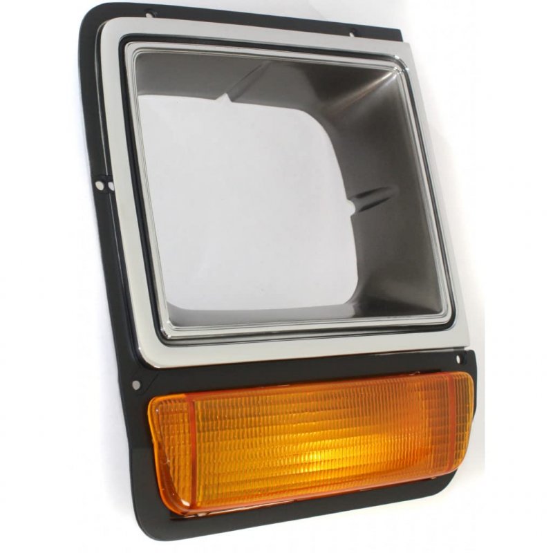 Passenger Side Headlight Bezel For Dodge Ramcharger 1986 To 1990 And Pickup Fullsize Chrome Black Replacement Ch2513135