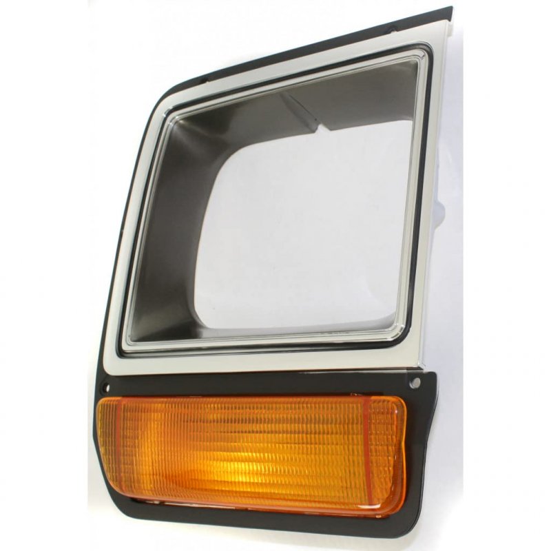 Passenger Side Headlight Bezel For Dodge Ramcharger 1986 To 1990 And Pickup Fullsize Chrome Black Replacement Ch2513135