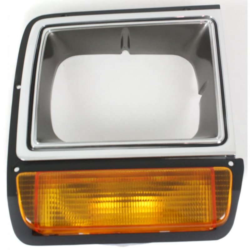 Passenger Side Headlight Bezel For Dodge Ramcharger 1986 To 1990 And Pickup Fullsize Chrome Black Replacement Ch2513135