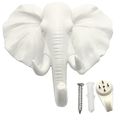 Bouti1583 Single Elephant Head Ear Wall Hanger Coat Hat Hook Animal Shaped Decorative Gift White 