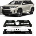 Waltyotur Front Upper Lower Grille Black Automotive Replacement For 2017 2018 2019 Highlander Hybrid Le Limited Se Xle Sport