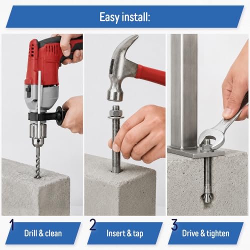 3 8 X 4 Wedge Anchor Bolt Fasteners For Concrete Cement Brick With Nuts Washers Heavy-duty Zinc-plated 25 Pack